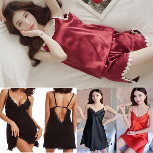 Lace Robe Sleep Suit Womens Lace Satin Pajamas Gown Set V-Neck Nighties Wear Pijama Home Nightwear Summer Autumn Nightdress