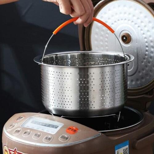 Stainless Steel Rice Cooking Steam Basket Pressure Cooker Anti-scald Steamer Multi-Function Fruit Cleaning Basket