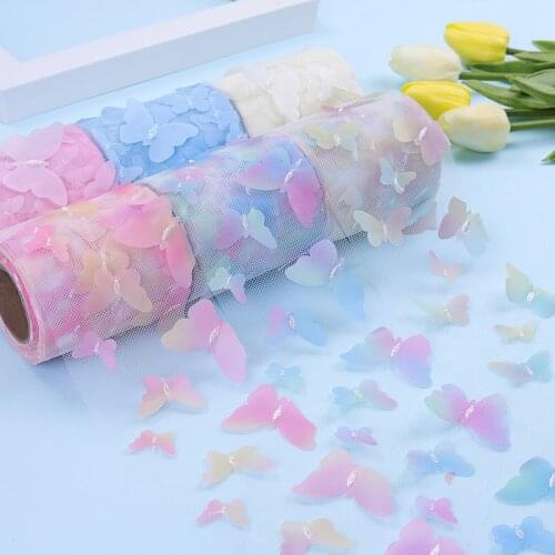 10y 60/80/100/120mm Colorful Gradient Butterfly Organza Ribbon for DIY Craft Ribbon Gift Wrapping Hair Bowknot Handmade Supplies
