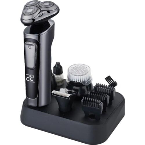 Multi-function Electric Razor Rotary Kit Electric Shaver Rechargeable Shaving Machine 4D 3 Head Wet & Dry Waterproof LCD