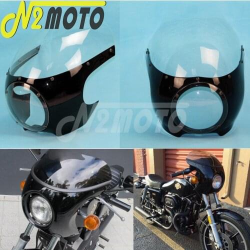 Motorcycle Black Viper Windscreen Fairing Headlights Windshield Classic 5 3/4" for Cafe Racer Sportster Dyna 39mm Fork