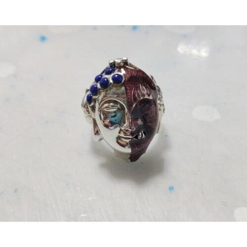 100%S925 sterling silver jewelry Thai silver exquisite South Red mens open ring free shipping