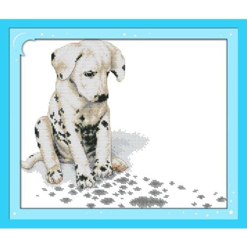 Joy Sunday Dalmatians Cross Stitch Kits Embroidery Needlework Set Cotton Thread Painting 11CT14CT Children Room Decoration Kit