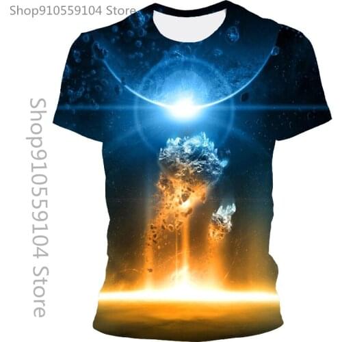 2021 new summer 3D astronaut T-shirt boy girl child astronaut starry sky fashion street clothing kids print T-shirt cool top T-s