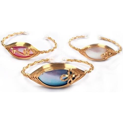 New Style Fashion Pearl Shell Copper Spiral Bracelet Charms For Elegant Women Romantic Love Gift