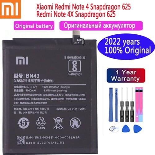 2021 years Original Replacement Phone Battery 4000mAh BN43 For Xiaomi Redmi Note 4X / Note 4 global Snapdragon 625 Phone Battery