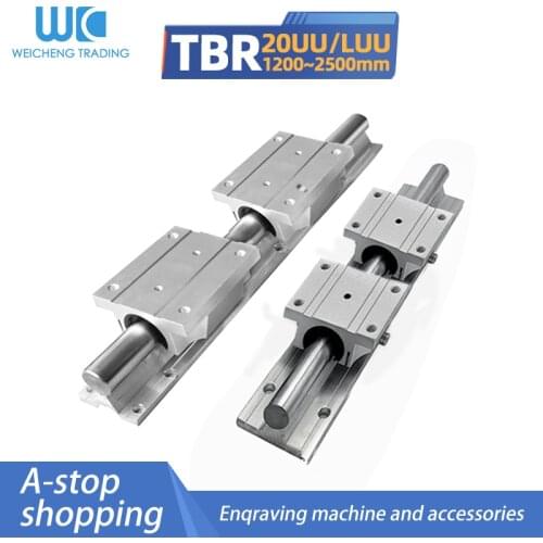 Support Linear rails Assemblies 2pcs TBR20 1200mm-2500mm with 4pcs TBR20UU/TBR20LUU Bearing blocks for CNC Router for cnc parts
