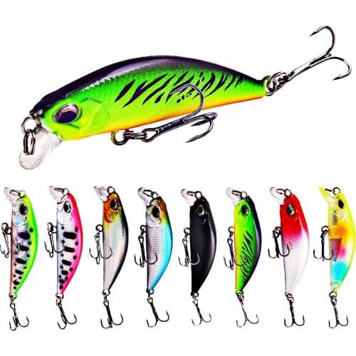POETRYYI New 1Pcs Small Minnow Sinking Bait Hard Fishing Lure 55mm 5g Plastic Crankbait Wobblers 8# Hooks Tackle