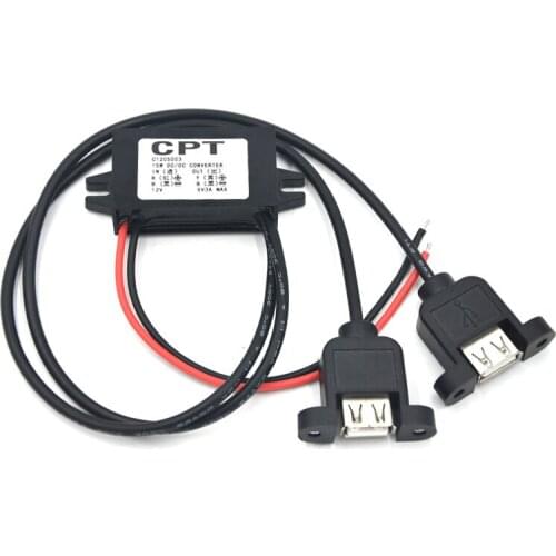 DC-DC Buck Converter 3A Regulator Power Supply Module Step Down Reducer 12V to 5V Transformer with Dual USB+Ear for Cell Phone