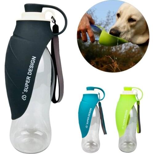 580ml Portable Pet Dog Water Bottle Soft Silicone Leaf Design Travel Dog Bowl for Puppy Cat Drinking Outdoor Pet Water Dispenser