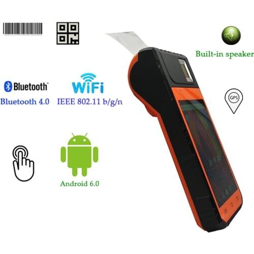 Portable Thermal Printer 4G Android 6.0 Tablet With Fingerprint Scanner Touch Screen 2 + 16G 2 SIM Card Slot Built-in Speaker