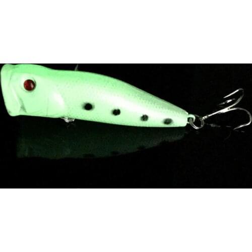 1PCS 7.5cm 10g Luminous Night Fishing Baits Popper Lure With 6# Hooks Isca Artificial Hard Crankbaits Bass 3D eyes