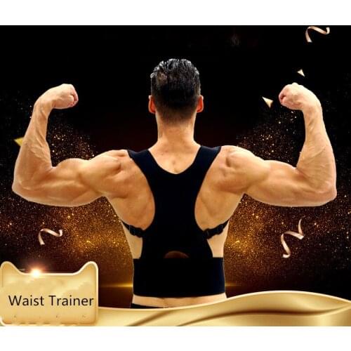 Unisex Adults Adjustable Waist Trainer Brace Support Anti-humpback Correction Belt Gym Back Posture Corrector