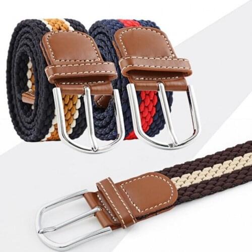 Men Casual Knitted Pin Buckle Stretch Waist Belt Woven Canvas Elastic Expandable Braided Belts For Women Webbing Fashion Strap