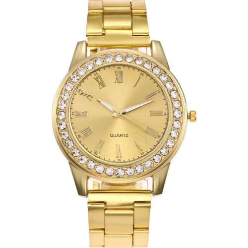 Luxury Roman Number Rhinestone Round Dial Analog Women Quartz Wrist Watch Gift New