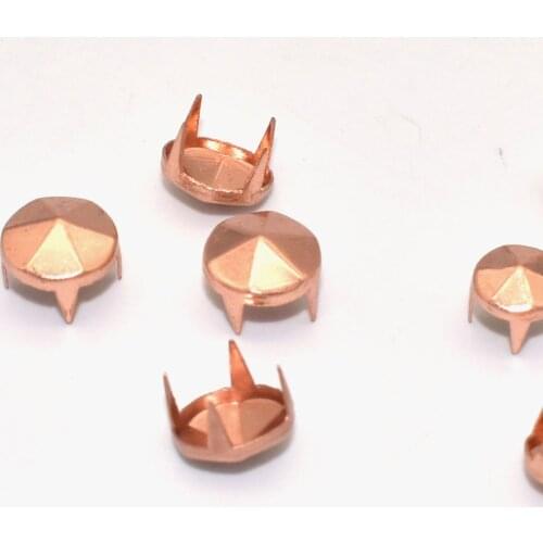 Rose Gold Studs 9/7mm Six-sided Pyramid Spike Nailhead Iron Claw Studs Rivet Making Hardware Purse Craft Bag Leather Accessories