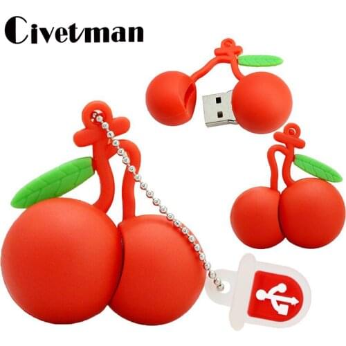 Red Cherry USB Flash Drives 8GB 16GB 32GB 64GB Fruit Pen Drive 128GB Pendrive 256GB USB 2.0 Flash Memory Stick Card Disk Gift
