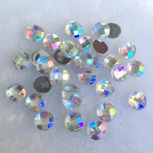 40PCS 10mm AB Color Round Rhinestone Acrylic Flatback Strass Crystal Stones For Jewelry Crafts Clothing Decorations