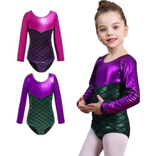 Kids Girls' Long sleeve Gymnastics Leotard Practice Outfits Sleeveless Ballet Leotard Dance Clothes Performance Costume