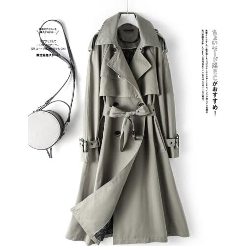 Windbreaker Womens Long Short 2021 New Spring and Autumn Atmosphere Korean Version British Style Slim Long Overcoat