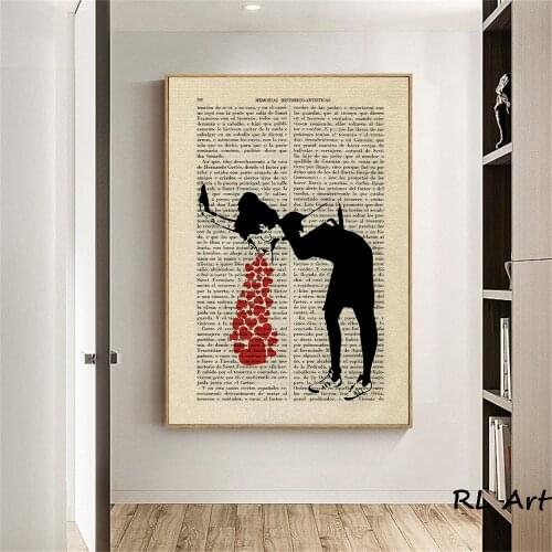 Lovesick Girl Art Love Sick Print Banksy Street Art Stencils Book Art Poster Room Print Gift Wall Decor Poster Dictionary Art