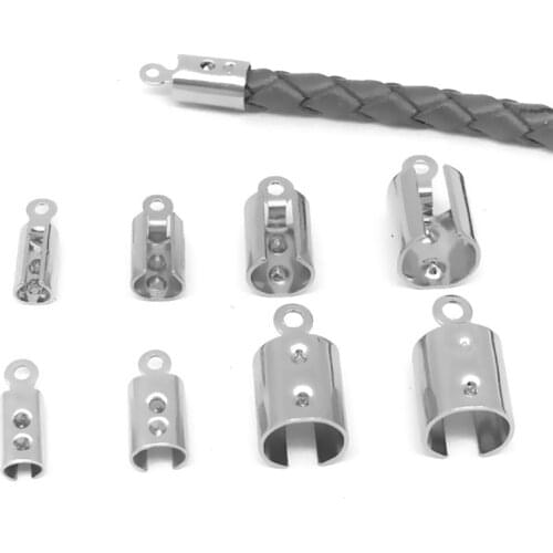 50pcs Stainless Steel Cord Crimp End Cap Jewelry Findings Making necklace supplies Wholesale Rope clip Size Pick fit 2/3/4/5mm