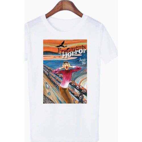Womens T-shirt Short Sleeve Female Tops Tees Harajuku Vintage Tomie Junji Ito Suehiro Maruo Manga Horror T Shirts