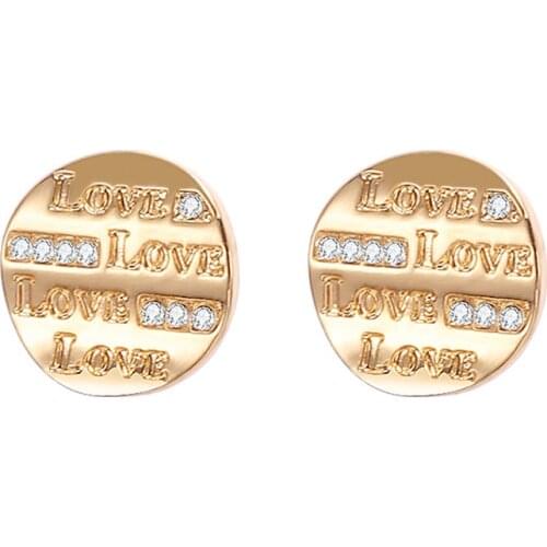 LOVE Crystal Stud Earrings For Women Gold Sliver Color Metal Round Geometric Cute Earring Fashion Jewelry Trend Accessories 2020
