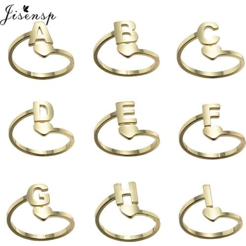Personalize Old English Ring A-Z Initial Letter Rings for Women Adjustable Stainless Steel Alphabet Capital Ring Female Bague
