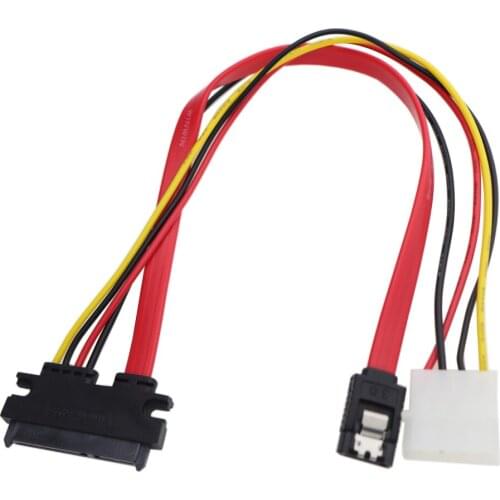 1pc SATA 22Pin Serial ATA Female Data Power Combo To SATA 7Pin Female with Molex IDE 4Pin Power Cable for 2.5"/3.5" Hard Drives