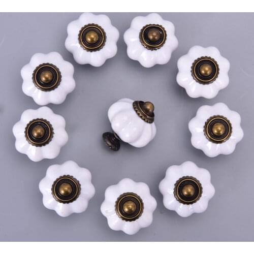 10pcs Vintage Furniture Handle Door Knobs Drawer Pumpkin Plastic Cabinet Handles Cupboard Kitchen Pull Handle Retro Hardware