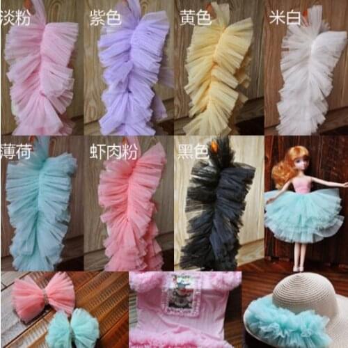 10Yards Red Pleated Lace Trim Bubble Skirt Ruffle Mesh Lace Ribbon Tutu Lace Wedding Decortion Doll Dress Pleated Lace Fabric