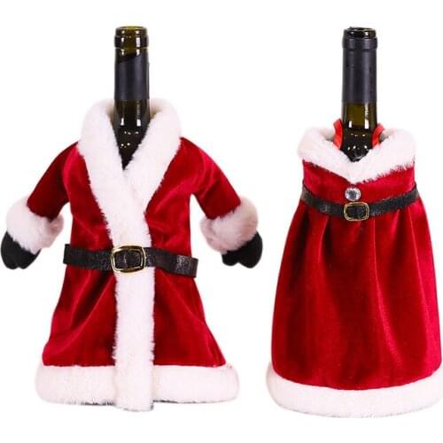 20 Pcs Merry Christmas Dress Skirt Wine Bottle Cover New Year Xmas Decorations for Home Decor Navidad Gifts Bag Wholesale X2