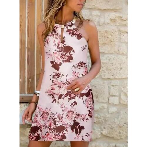 2021 European and American street fashion sexy new best-selling sleeveless printed casual ladies dress