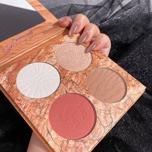 4 Colors Face Highlighter Blush Face Contour Palette Shimmer Makeup Highlighter Palette Face Bronzer Cosmetic Face High Gloss