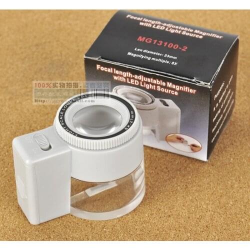 8X Focus Adjustable Illuminated LED Jewelry Design and Repair Magnifier Drawing Loupe Stamp Collection with Lamp Scale 0.1mm