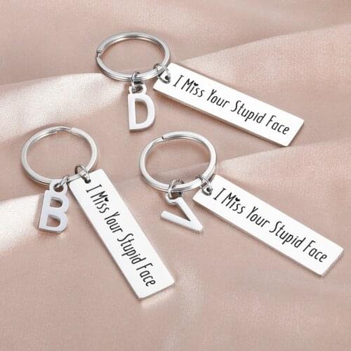 I Miss You Initials Keychain Anniversary Valentine Gifts Friendship Gifts for Boyfriend Girlfriend Husband Wife Best Friends