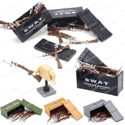 Special Combat Gun Case Building Block Moc WW2 Military Army Figures Soldier Weapons Box Model Child Christmas Gift Creator Toys