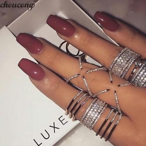 Choucong Five dazzling layers of sparkling CZ stones Ring 925 Sterling Silver Wedding Band Rings for women Bridal Party Jewelry