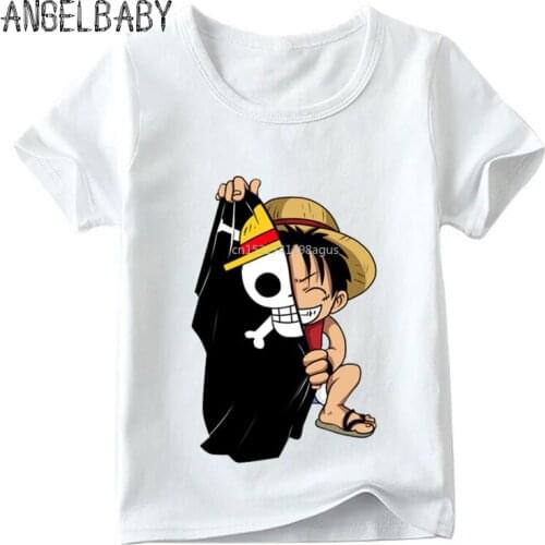 Children Luffy Childhood Cartoon Print T shirt Kids Summer Short Sleeve Tops Boys and Girls Anime Design T-shirt,HKP2297