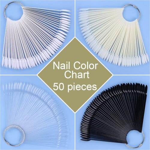 50pcs Nail Polish Gel Color Display Chart False Nails Tips Showing Card Shelf Clear White Nail Varnish Colors Showing Chart Tool