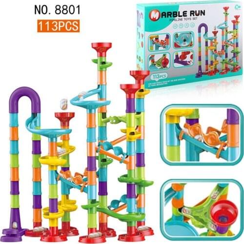 DIY Marble Run Race Track 3D Maze Roll Toys Classic Educational Baby Toys 113/109/105/93/50/45pcs Children Christmas Gift