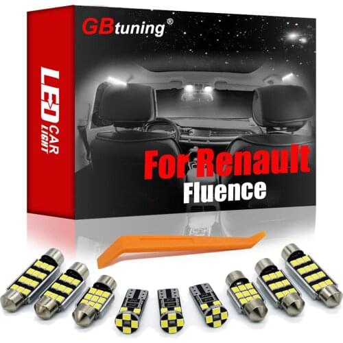 GBtuning Canbus LED Interior Light Kit 11pcs For 2010-2016 2017 Renault Fluence Car Trunk Ceiling Bulb Indoor Reading Map Lamp