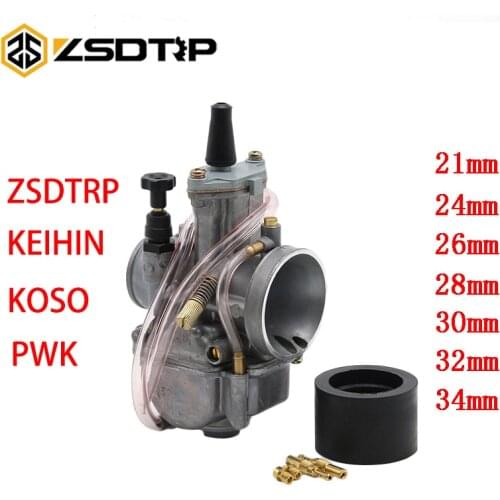 ZSDTRP Motorcycle Keihin Koso PWK Carburetor 21 24 26 28 30 32 34 mm Carb With Power Jet For 2 stoke 4 stroke Dirt Pit Bike ATV