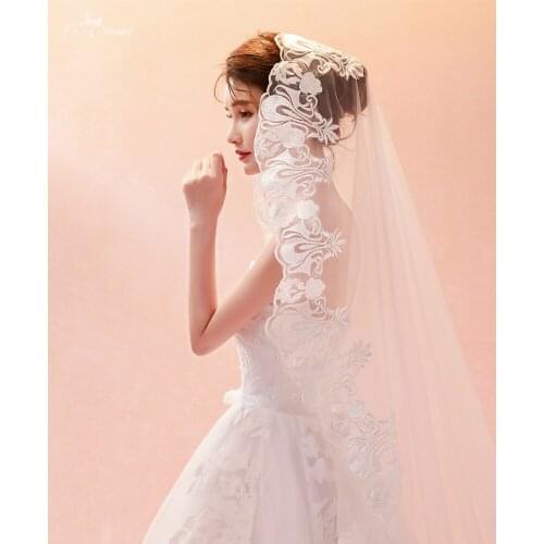 LZP381 Ivory Wedding Veil 3 Meters Elegance Lace One Layer Bridal Veil Cathedral Veil Veu De Noiva