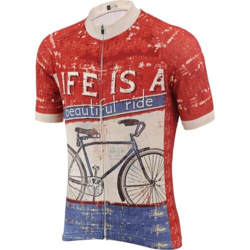 SPEED PEAK Cycling Jersey Men Red Clothing Downhill Mtb Equipment Cycling team Enduro Clothes Life is a cesutiful ride Bike