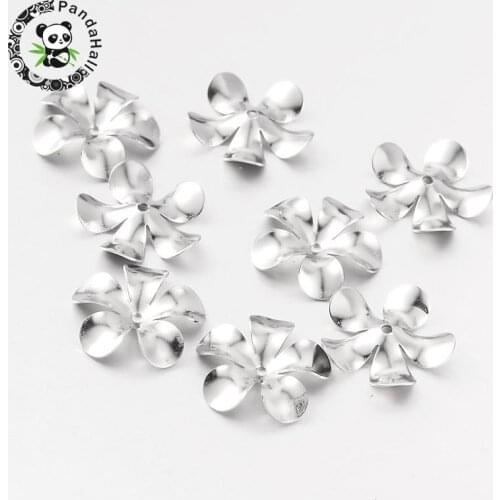 Flower 5-Petal 316 Stainless Steel Metal Bead Caps for Jewelry Making End Caps Pendant DIY Charms Connectors 15x2.5mm, Hole: 1mm