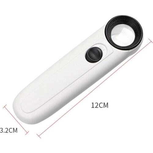 MG6B-1B 40 Times LED Light Handheld HD Magnifier Glass Magnifying Glass Jewelry Loupe PCB Circuit Board Repair Microscope Tool