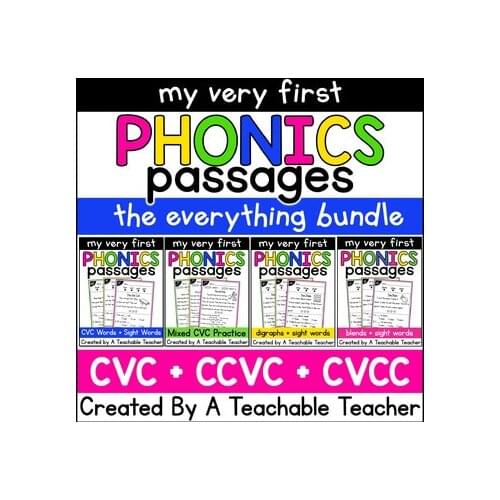 My First Phonics Passages BUNDLE for CVC, CCVC, and CVCC Learning PDF Electronic File