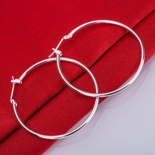 Woman Fashion Big Hoop Earrings Classic Party Gift Jewelry Diameter 5CM Silver Color Earrings Wholesale Price drop shipping